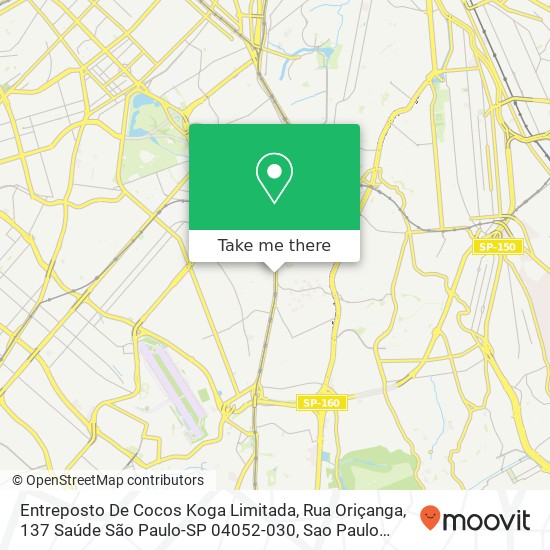 Mapa Entreposto De Cocos Koga Limitada, Rua Oriçanga, 137 Saúde São Paulo-SP 04052-030