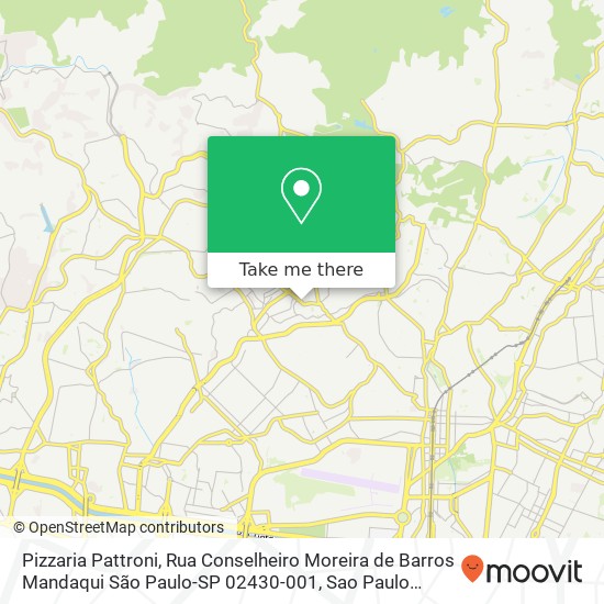 Mapa Pizzaria Pattroni, Rua Conselheiro Moreira de Barros Mandaqui São Paulo-SP 02430-001