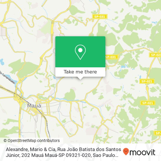 Mapa Alexandre, Mario & Cia, Rua João Batista dos Santos Júnior, 202 Mauá Mauá-SP 09321-020