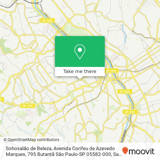 Mapa Sohosalão de Beleza, Avenida Corifeu de Azevedo Marques, 795 Butantã São Paulo-SP 05582-000