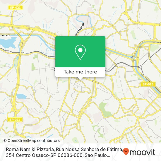 Mapa Roma Namiki Pizzaria, Rua Nossa Senhora de Fátima, 354 Centro Osasco-SP 06086-000