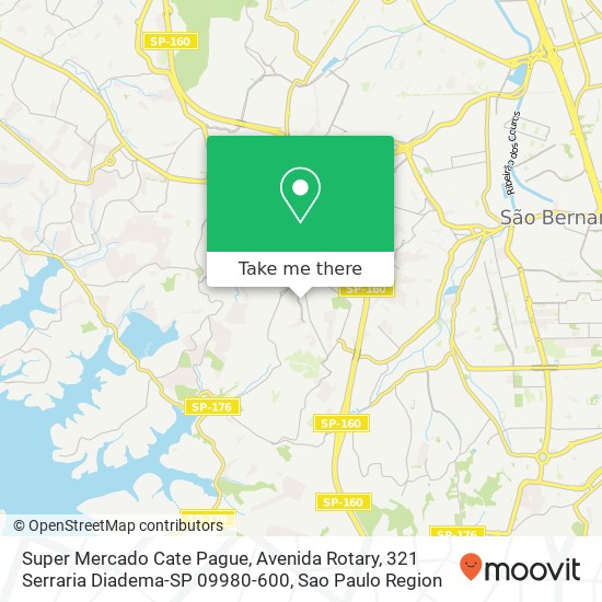 Mapa Super Mercado Cate Pague, Avenida Rotary, 321 Serraria Diadema-SP 09980-600
