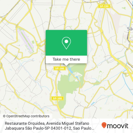Mapa Restaurante Orquidea, Avenida Miguel Stéfano Jabaquara São Paulo-SP 04301-012