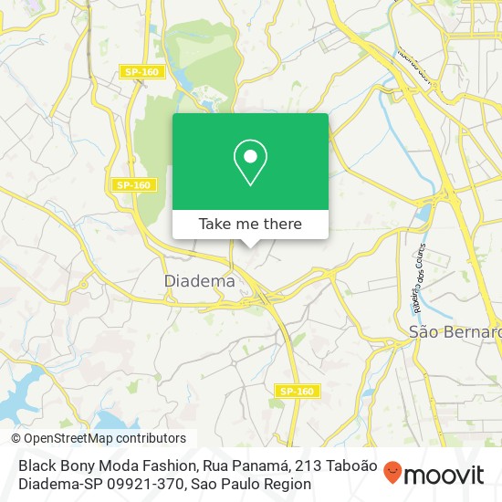 Mapa Black Bony Moda Fashion, Rua Panamá, 213 Taboão Diadema-SP 09921-370