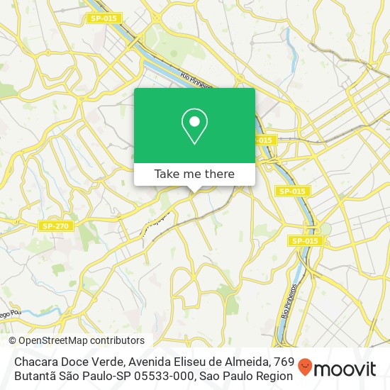 Mapa Chacara Doce Verde, Avenida Eliseu de Almeida, 769 Butantã São Paulo-SP 05533-000