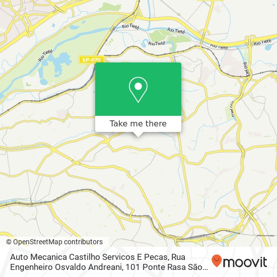 Mapa Auto Mecanica Castilho Servicos E Pecas, Rua Engenheiro Osvaldo Andreani, 101 Ponte Rasa São Paulo-SP 03877-100