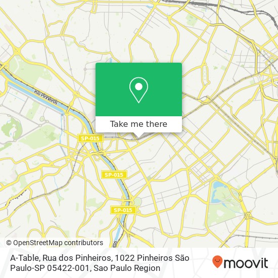 Mapa A-Table, Rua dos Pinheiros, 1022 Pinheiros São Paulo-SP 05422-001