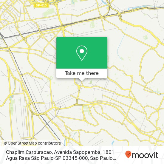 Mapa Chaplim Carburacao, Avenida Sapopemba, 1801 Água Rasa São Paulo-SP 03345-000