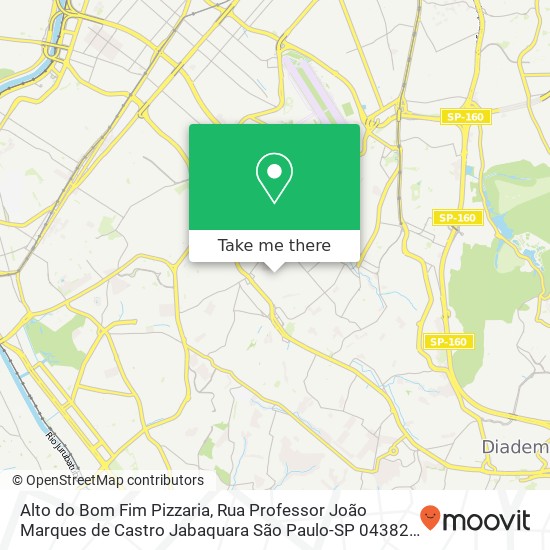 Mapa Alto do Bom Fim Pizzaria, Rua Professor João Marques de Castro Jabaquara São Paulo-SP 04382-090