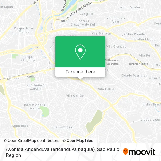 Avenida Aricanduva (aricanduva baquiá) map