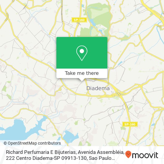 Mapa Richard Perfumaria E Bijuterias, Avenida Assembléia, 222 Centro Diadema-SP 09913-130
