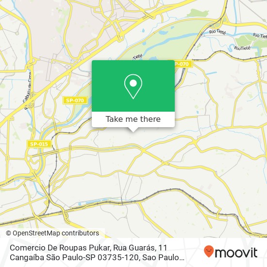 Mapa Comercio De Roupas Pukar, Rua Guarás, 11 Cangaíba São Paulo-SP 03735-120