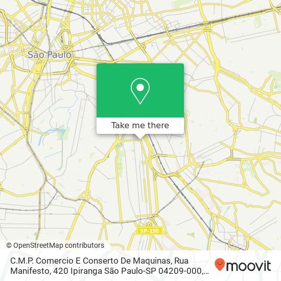 Mapa C.M.P. Comercio E Conserto De Maquinas, Rua Manifesto, 420 Ipiranga São Paulo-SP 04209-000