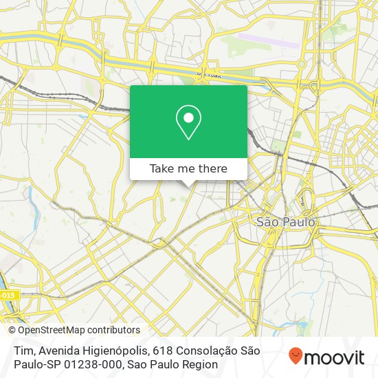 Mapa Tim, Avenida Higienópolis, 618 Consolação São Paulo-SP 01238-000