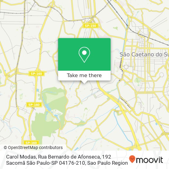 Mapa Carol Modas, Rua Bernardo de Afonseca, 192 Sacomã São Paulo-SP 04176-210