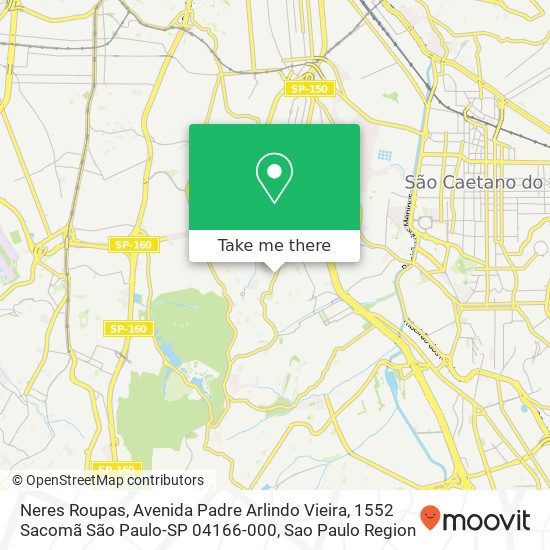 Mapa Neres Roupas, Avenida Padre Arlindo Vieira, 1552 Sacomã São Paulo-SP 04166-000