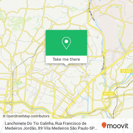 Mapa Lanchonete Do Tio Galinha, Rua Francisco de Medeiros Jordão, 89 Vila Medeiros São Paulo-SP 02214-100