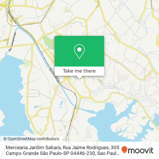 Mapa Mercearia Jardim Sabara, Rua Jaime Rodrigues, 305 Campo Grande São Paulo-SP 04446-230