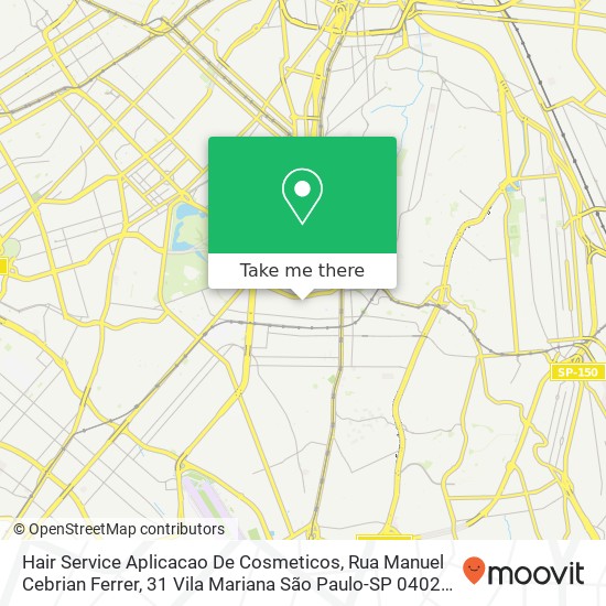 Mapa Hair Service Aplicacao De Cosmeticos, Rua Manuel Cebrian Ferrer, 31 Vila Mariana São Paulo-SP 04023-070