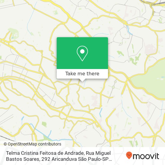 Telma Cristina Feitosa de Andrade, Rua Miguel Bastos Soares, 292 Aricanduva São Paulo-SP 03910-000 map