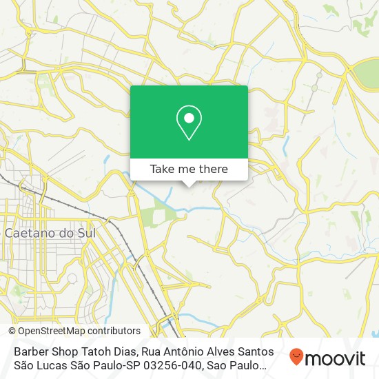 Mapa Barber Shop Tatoh Dias, Rua Antônio Alves Santos São Lucas São Paulo-SP 03256-040