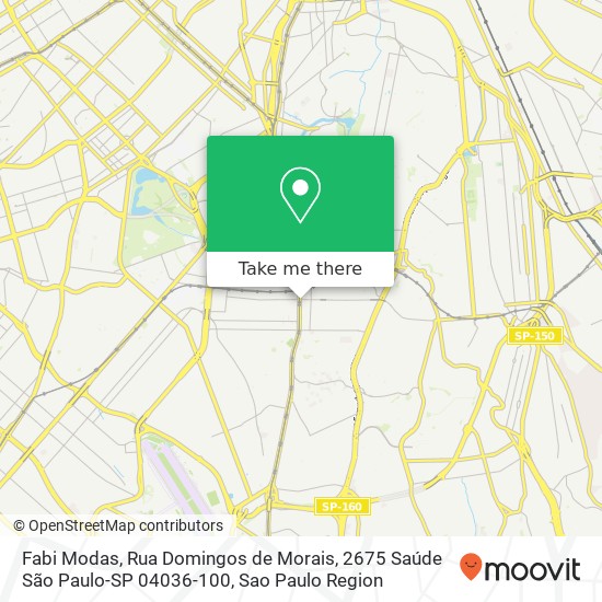 Mapa Fabi Modas, Rua Domingos de Morais, 2675 Saúde São Paulo-SP 04036-100