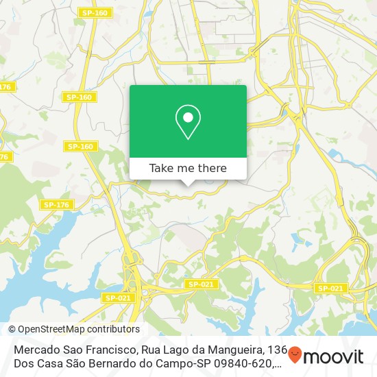 Mapa Mercado Sao Francisco, Rua Lago da Mangueira, 136 Dos Casa São Bernardo do Campo-SP 09840-620