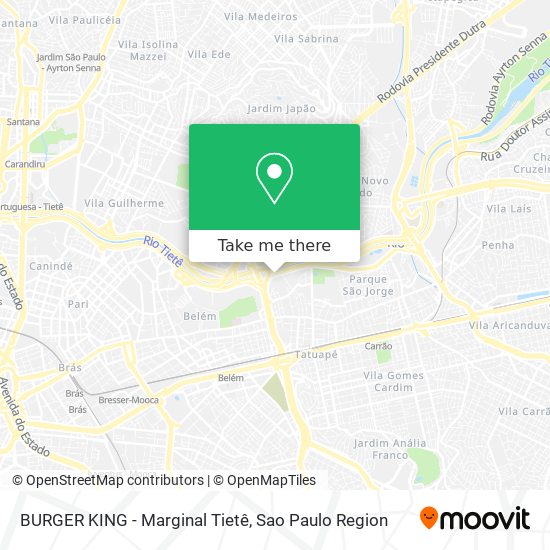 Mapa BURGER KING - Marginal Tietê