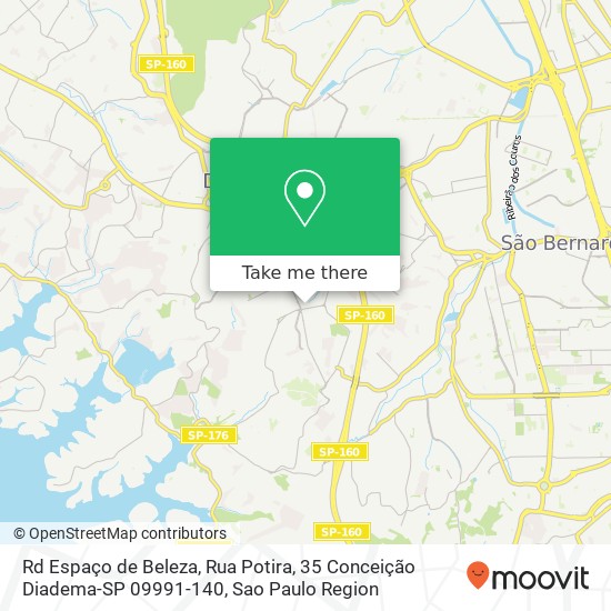 Mapa Rd Espaço de Beleza, Rua Potira, 35 Conceição Diadema-SP 09991-140