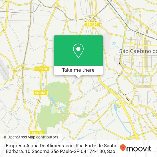 Mapa Empresa Alpha De Alimentacao, Rua Forte de Santa Bárbara, 10 Sacomã São Paulo-SP 04174-130