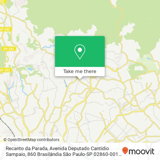 Mapa Recanto da Parada, Avenida Deputado Cantídio Sampaio, 860 Brasilândia São Paulo-SP 02860-001