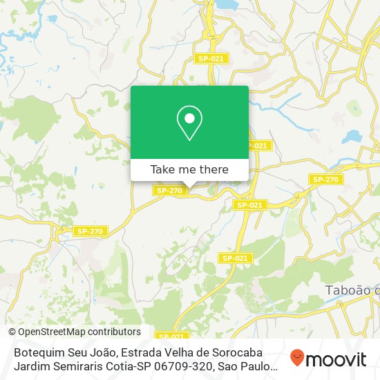 Mapa Botequim Seu João, Estrada Velha de Sorocaba Jardim Semiraris Cotia-SP 06709-320