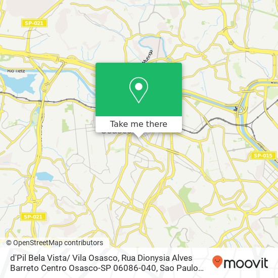 Mapa d'Pil Bela Vista/ Vila Osasco, Rua Dionysia Alves Barreto Centro Osasco-SP 06086-040