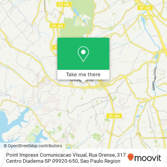 Mapa Point Impress Comunicacao Visual, Rua Orense, 317 Centro Diadema-SP 09920-650