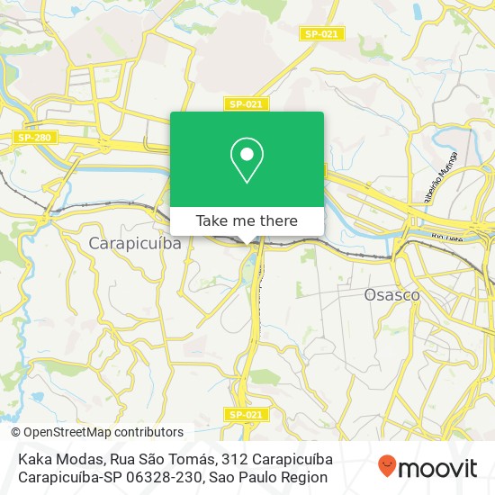 Mapa Kaka Modas, Rua São Tomás, 312 Carapicuíba Carapicuíba-SP 06328-230