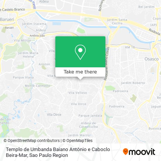 Mapa Templo de Umbanda Baiano Antônio e Caboclo Beira-Mar