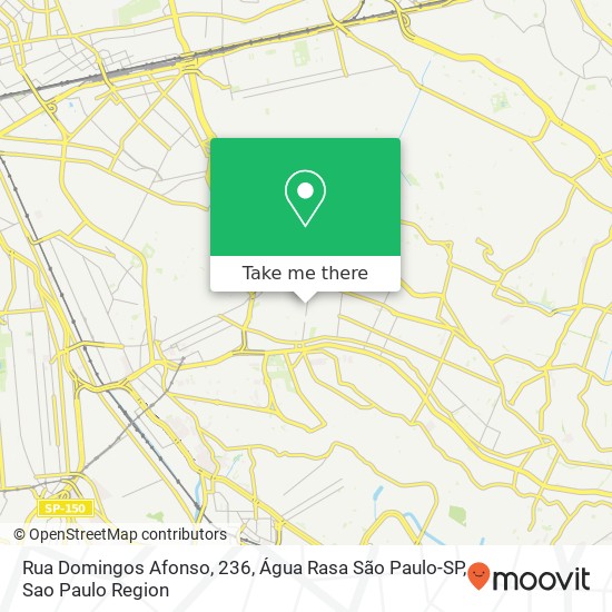 Mapa Rua Domingos Afonso, 236, Água Rasa São Paulo-SP