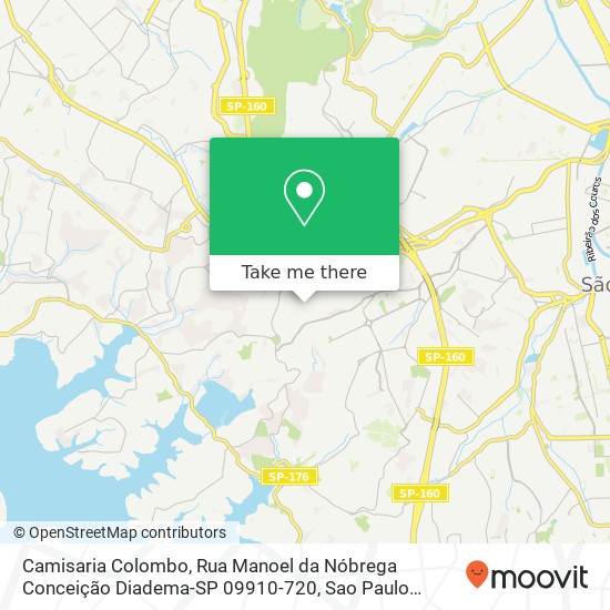 Mapa Camisaria Colombo, Rua Manoel da Nóbrega Conceição Diadema-SP 09910-720