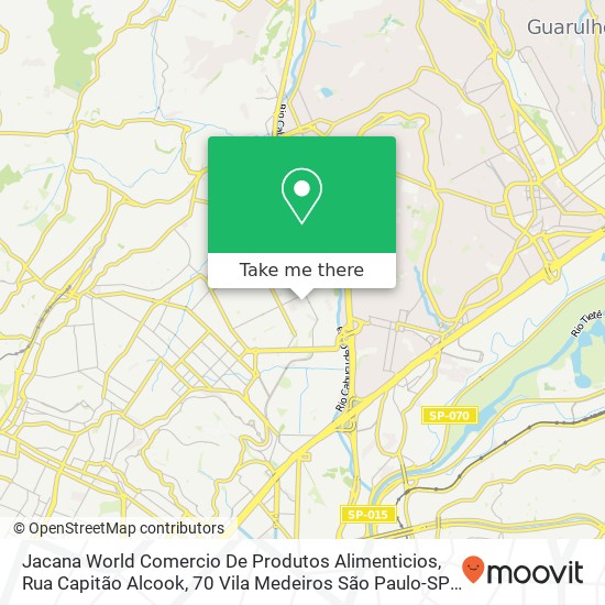 Mapa Jacana World Comercio De Produtos Alimenticios, Rua Capitão Alcook, 70 Vila Medeiros São Paulo-SP 02234-010