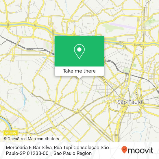 Mapa Mercearia E Bar Silva, Rua Tupi Consolação São Paulo-SP 01233-001