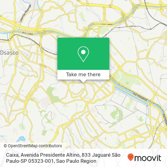 Mapa Caixa, Avenida Presidente Altino, 833 Jaguaré São Paulo-SP 05323-001