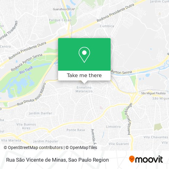 Rua São Vicente de Minas map