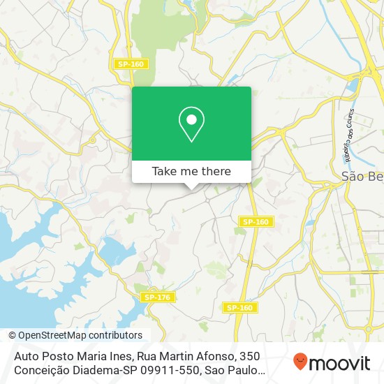Mapa Auto Posto Maria Ines, Rua Martin Afonso, 350 Conceição Diadema-SP 09911-550