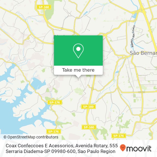 Mapa Coax Confeccoes E Acessorios, Avenida Rotary, 555 Serraria Diadema-SP 09980-600