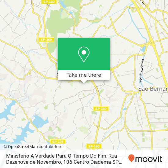 Mapa Ministerio A Verdade Para O Tempo Do Fim, Rua Dezenove de Novembro, 106 Centro Diadema-SP 09912-140