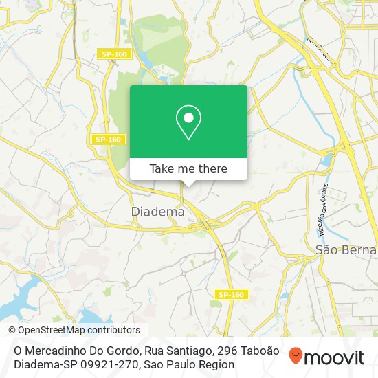 Mapa O Mercadinho Do Gordo, Rua Santiago, 296 Taboão Diadema-SP 09921-270