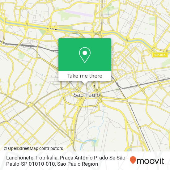 Mapa Lanchonete Tropikalia, Praça Antônio Prado Sé São Paulo-SP 01010-010