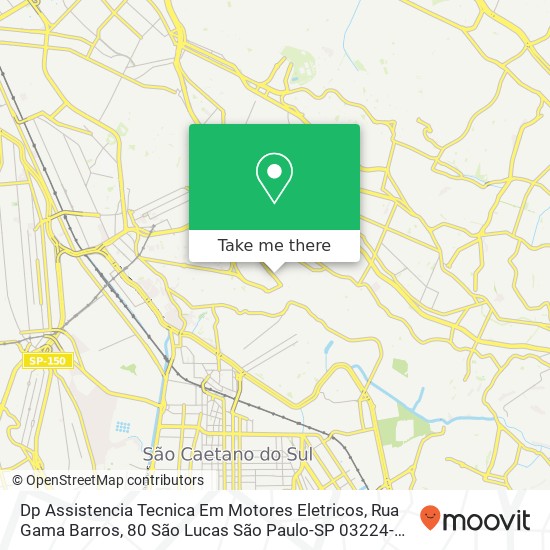 Mapa Dp Assistencia Tecnica Em Motores Eletricos, Rua Gama Barros, 80 São Lucas São Paulo-SP 03224-070