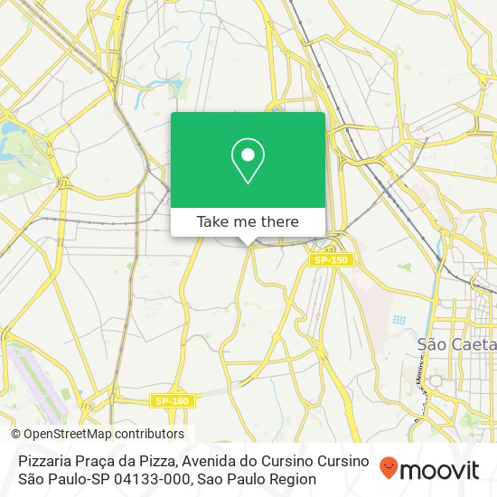 Mapa Pizzaria Praça da Pizza, Avenida do Cursino Cursino São Paulo-SP 04133-000