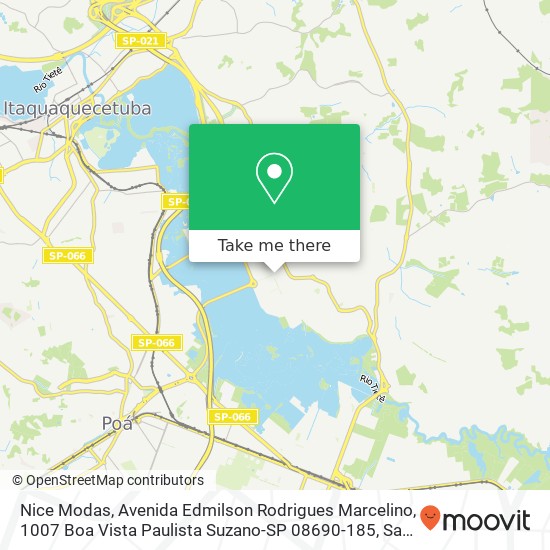 Mapa Nice Modas, Avenida Edmilson Rodrigues Marcelino, 1007 Boa Vista Paulista Suzano-SP 08690-185